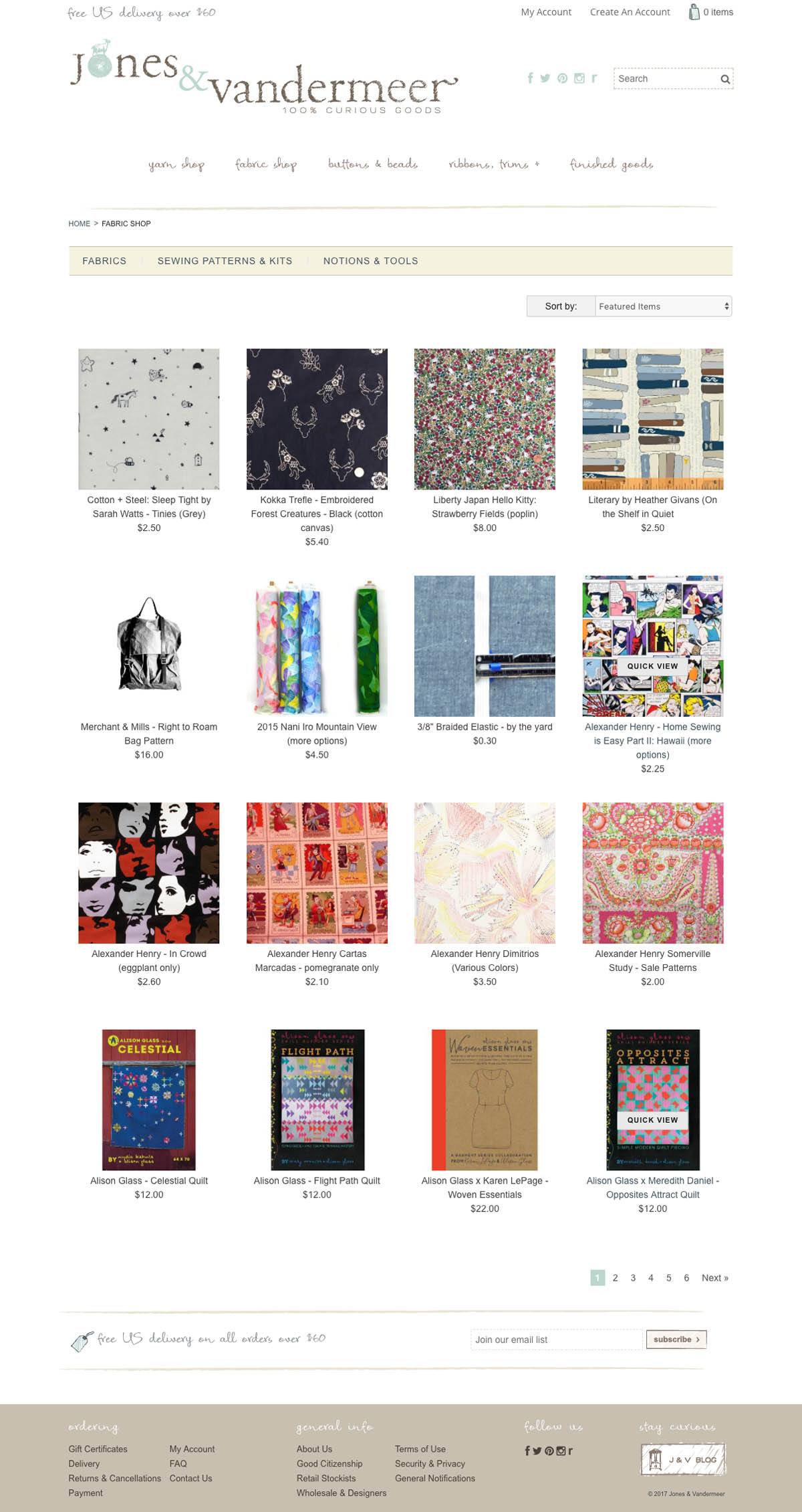 eCommerce website: Jones & Vandermeer