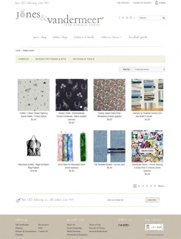 eCommerce website: Jones & Vandermeer