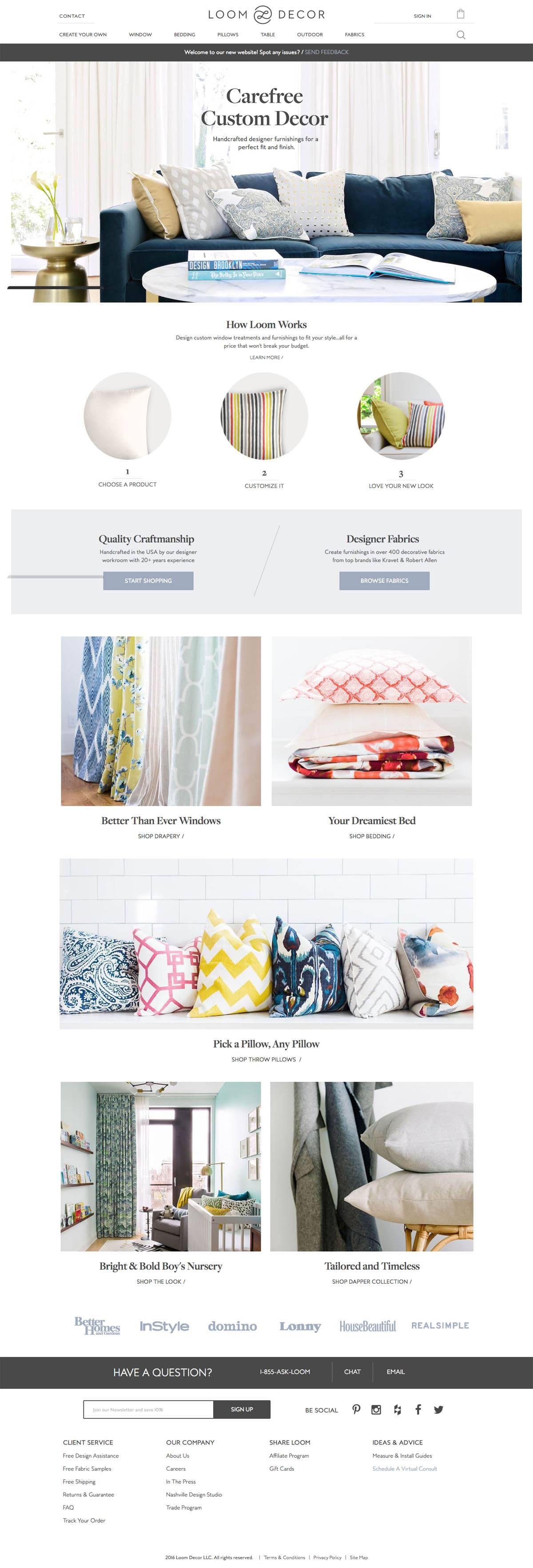 eCommerce website: Loom Decor
