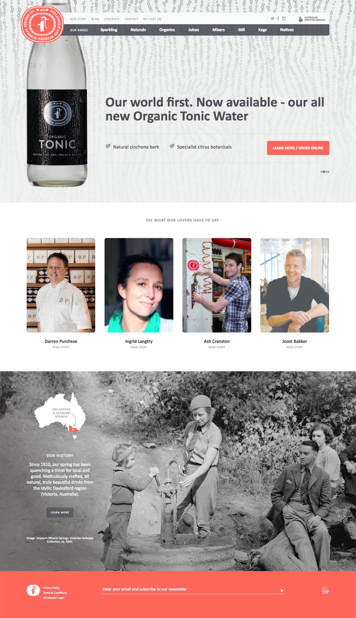 eCommerce website: Daylesford and Hepburn