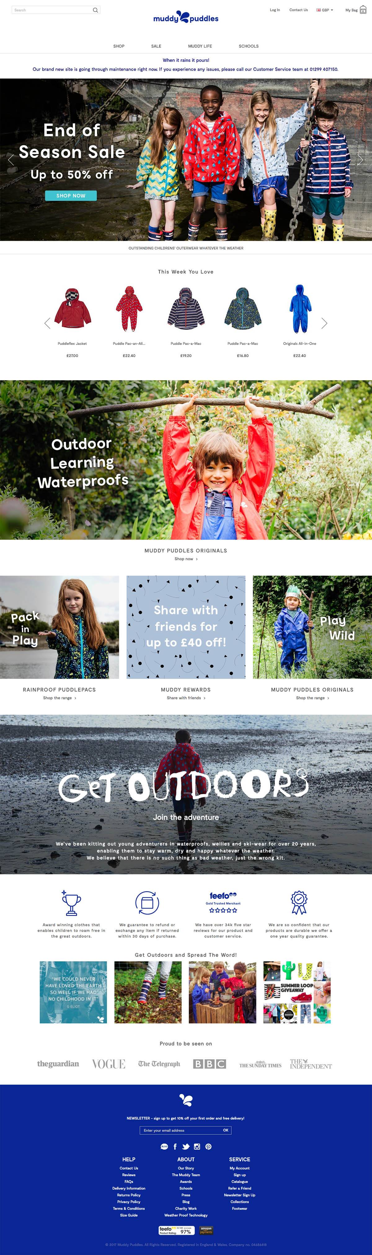 eCommerce website: Muddy Puddles