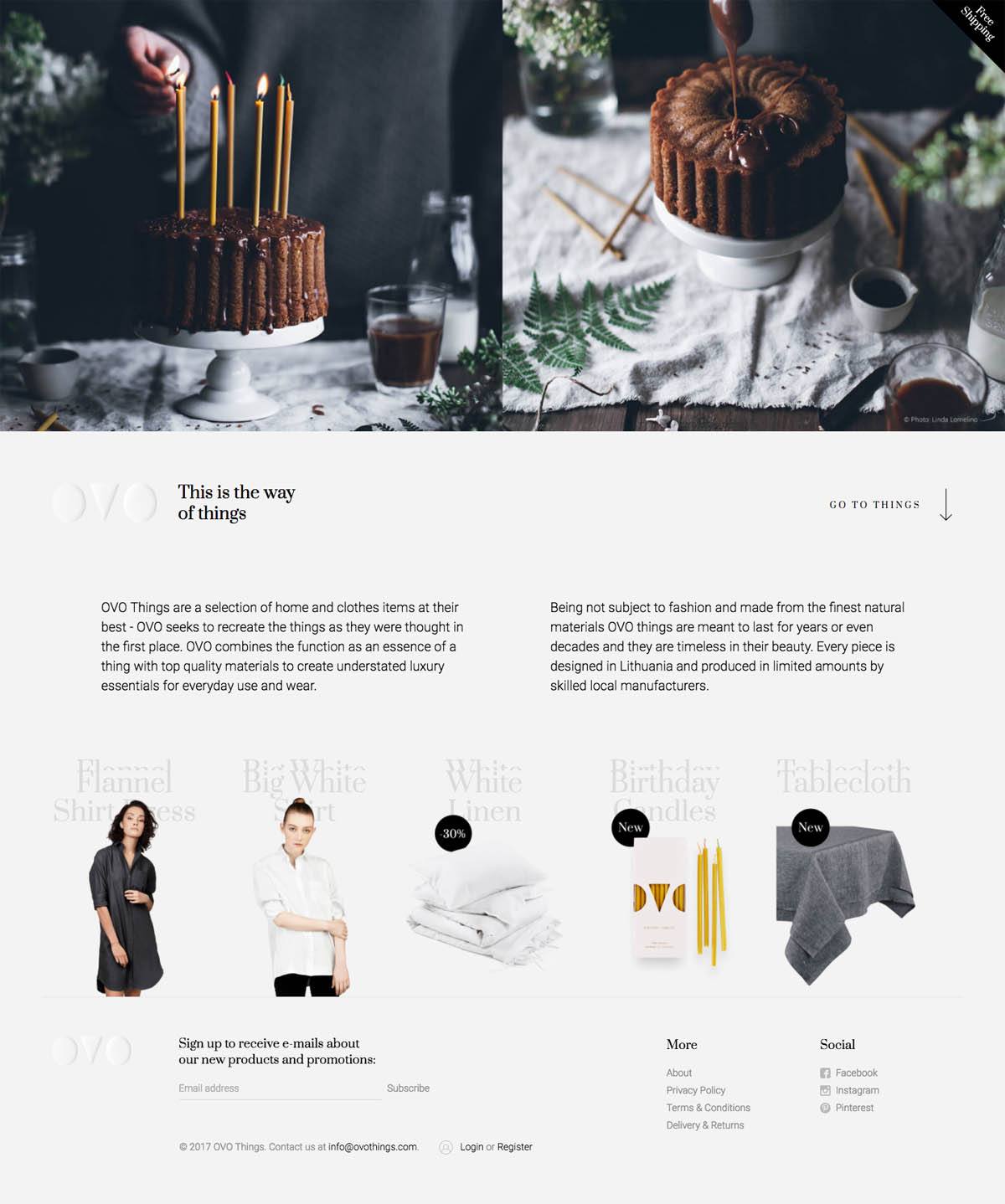 eCommerce website: OVO Things