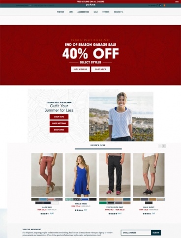 eCommerce website: Prana