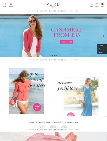 eCommerce website: Pure Collection