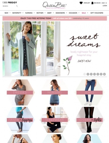 eCommerce website: Queen Bee Maternity