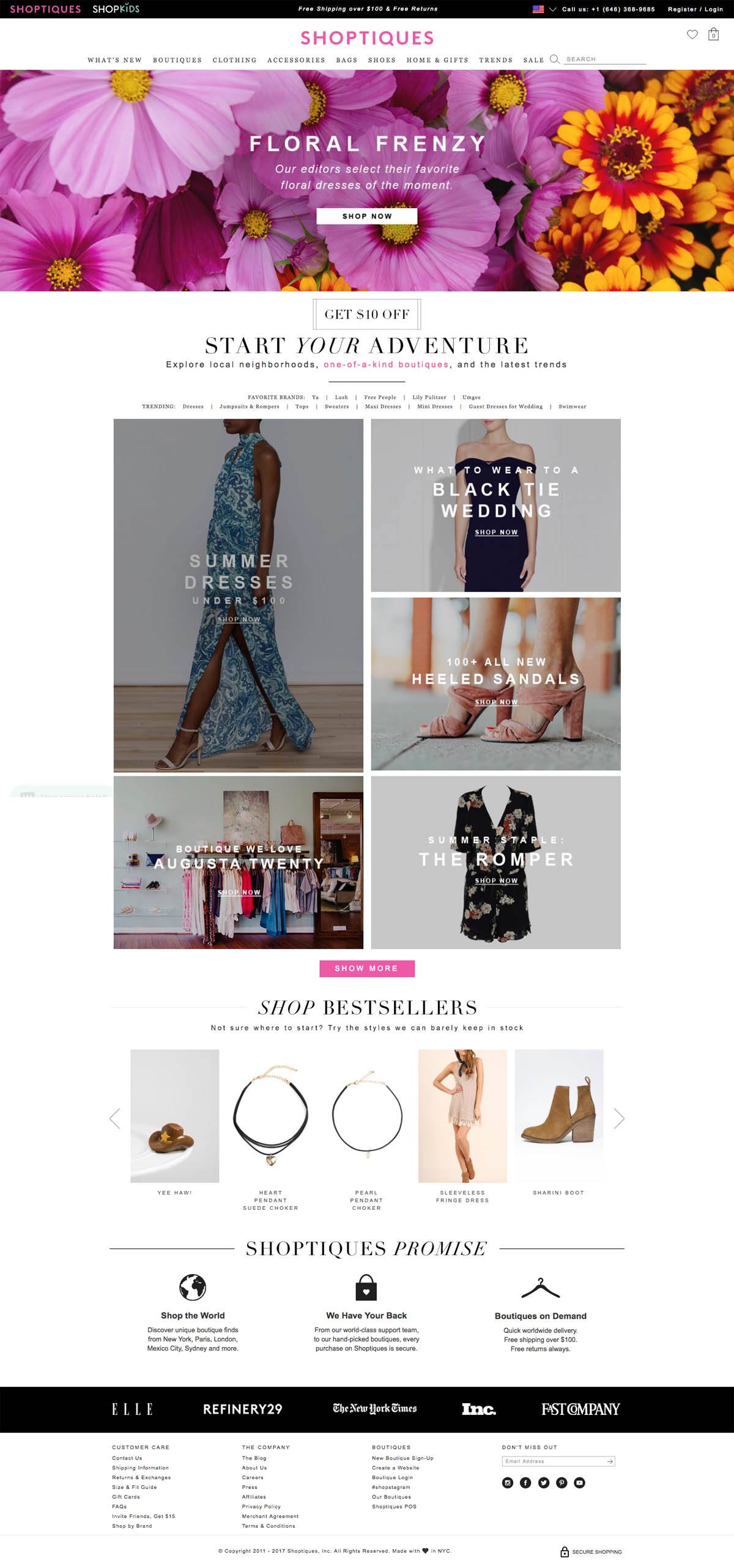 eCommerce website: Shoptiques