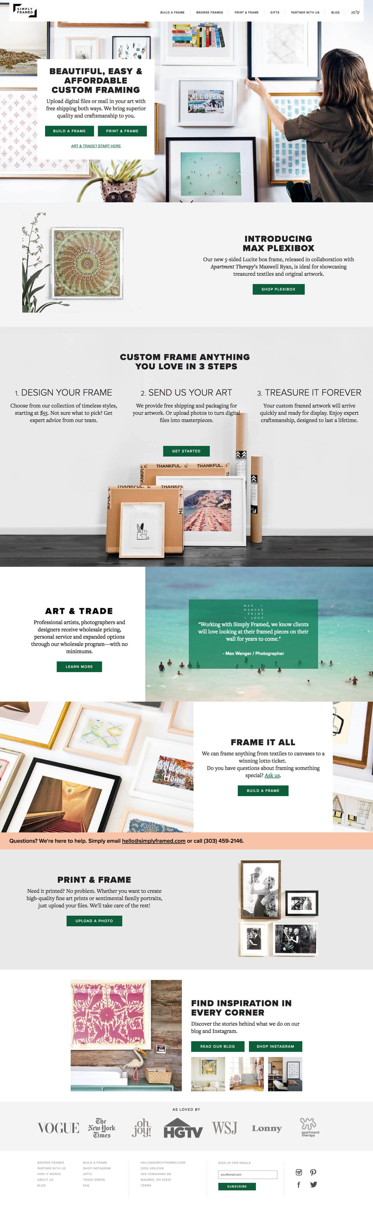 eCommerce website: Simply Framed