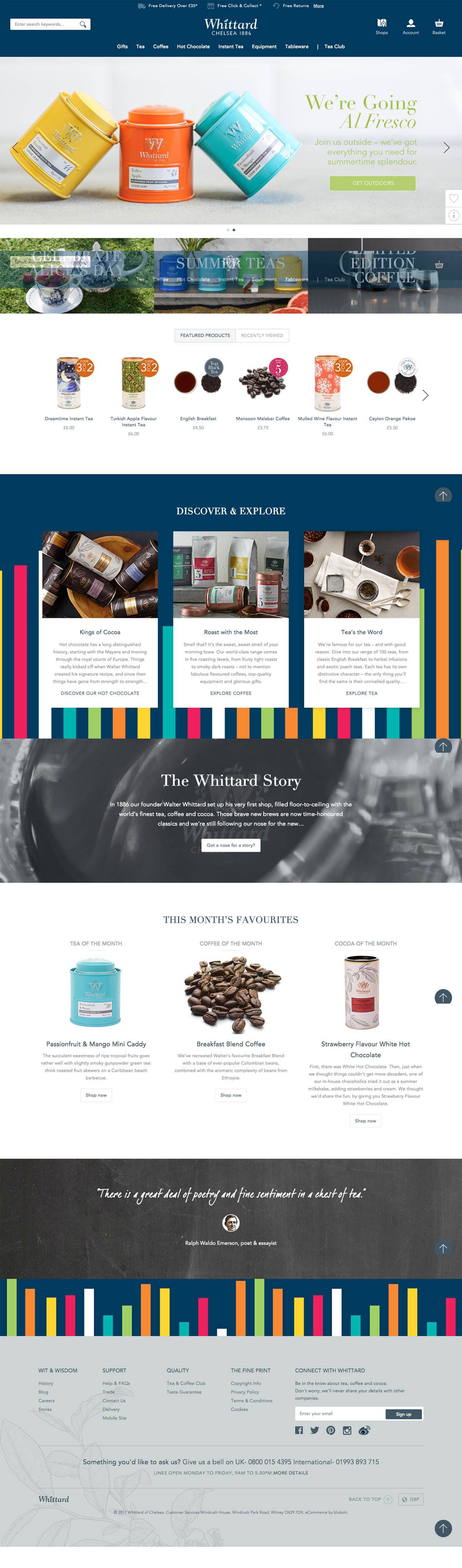 eCommerce website: Whittard of Chelsea