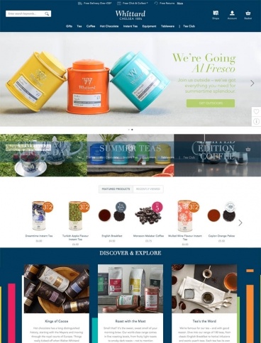 eCommerce website: Whittard of Chelsea