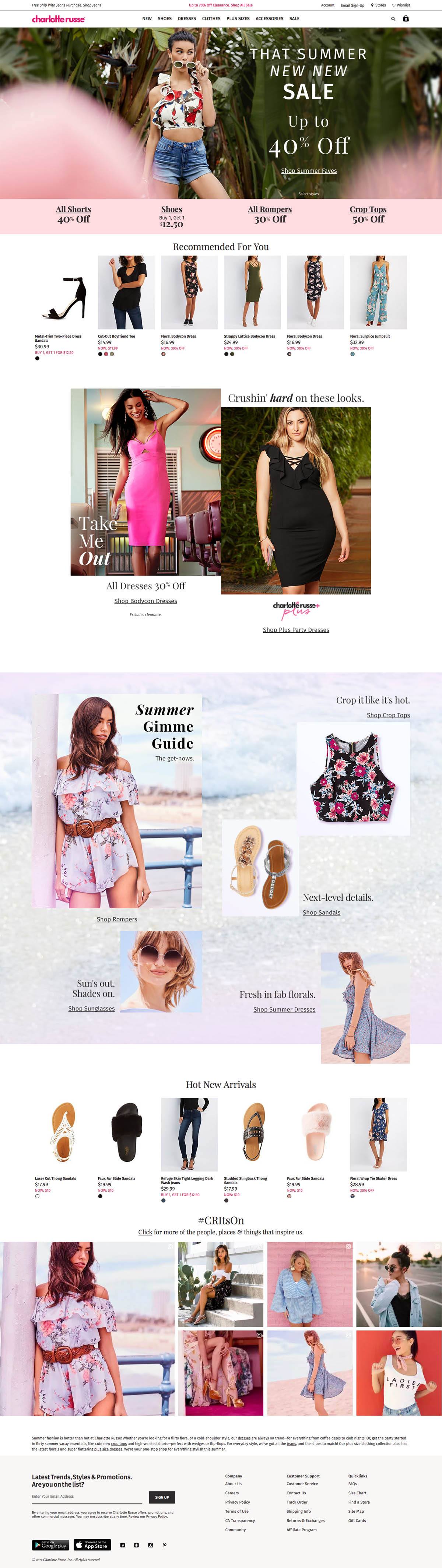 eCommerce website: Charlotte Russe