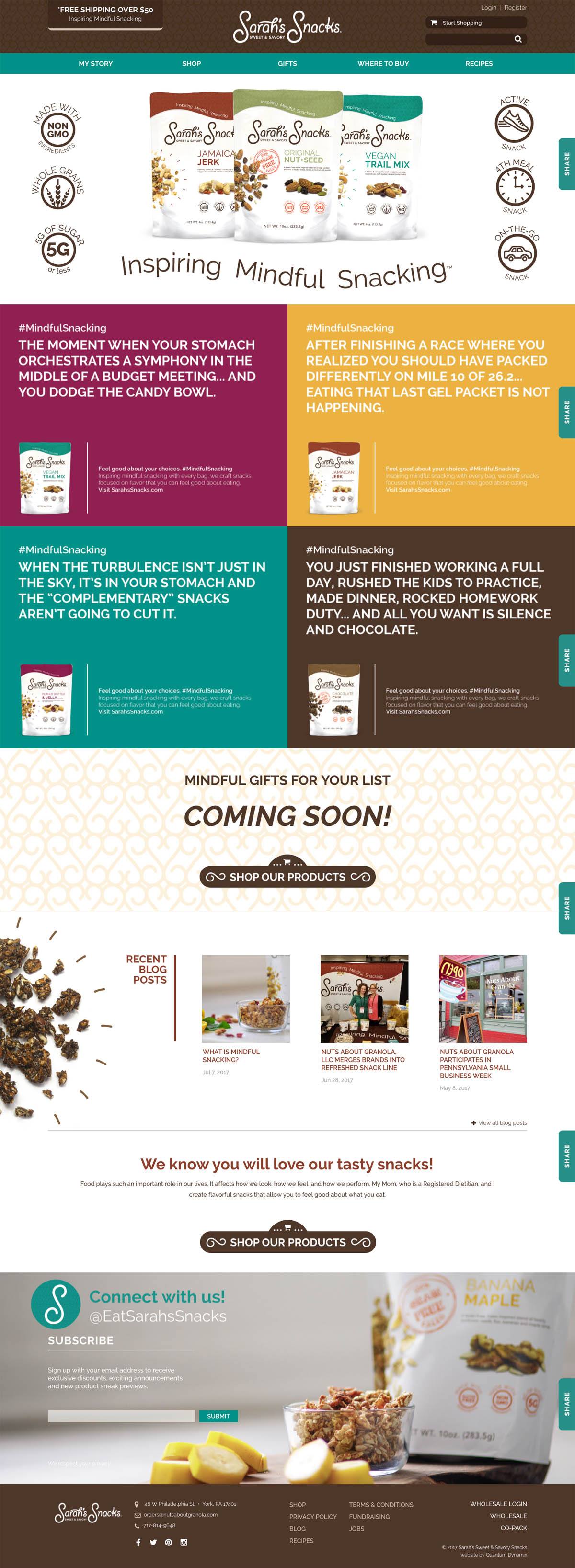 eCommerce website: Sarah’s Snacks