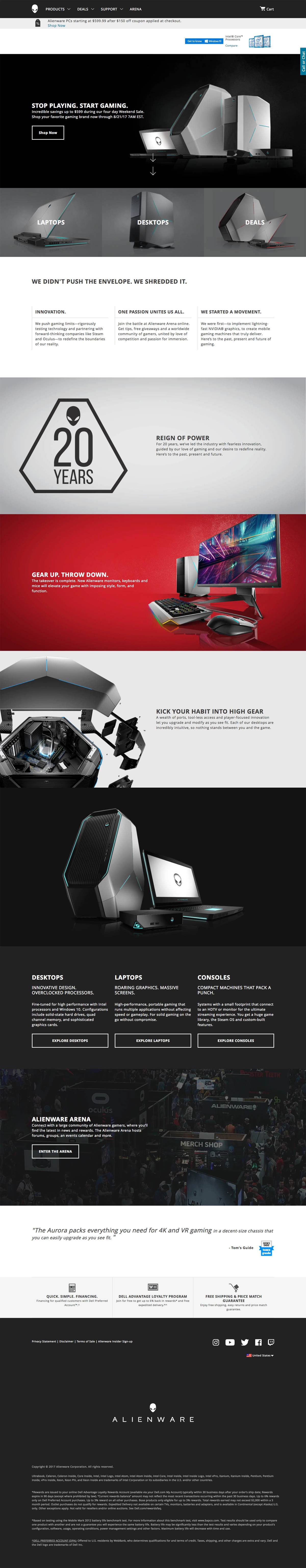 eCommerce website: Alienware