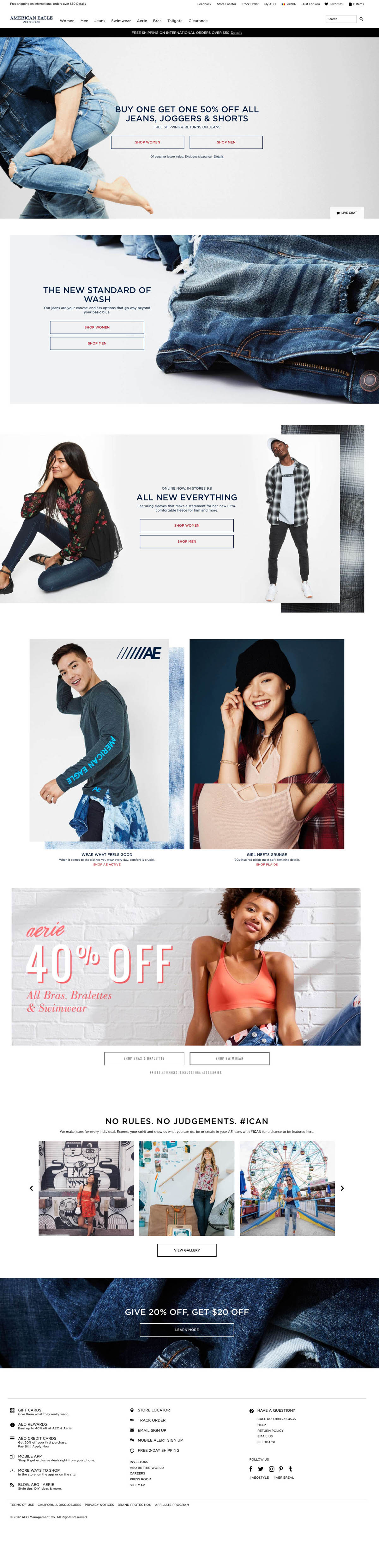 eCommerce website: American Eagle Outfitters