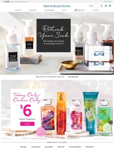 eCommerce website: Bath & Body Works