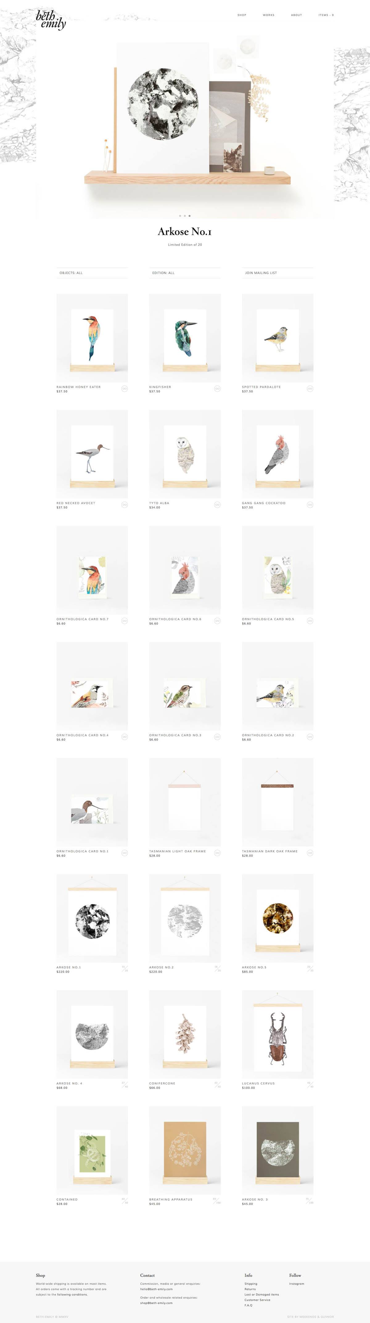 eCommerce website: Beth Emily
