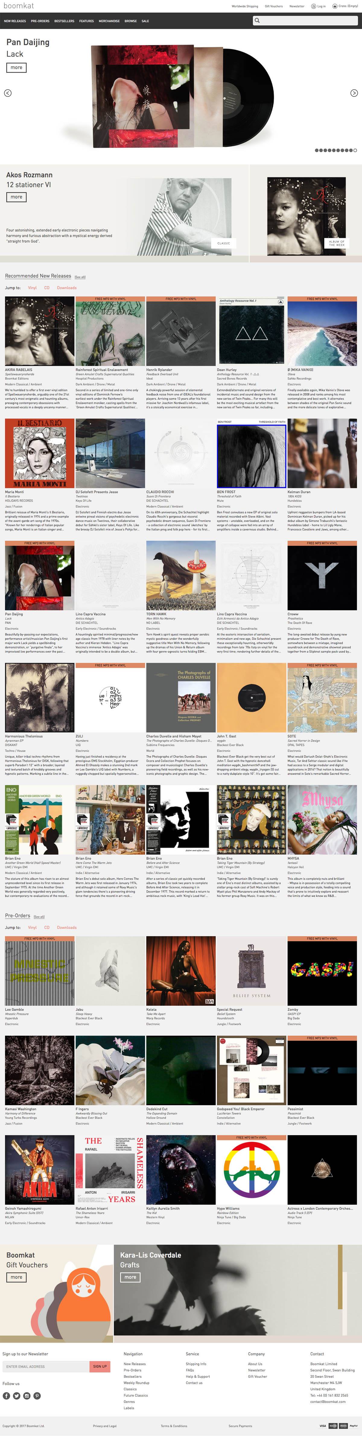 eCommerce website: Boomkat