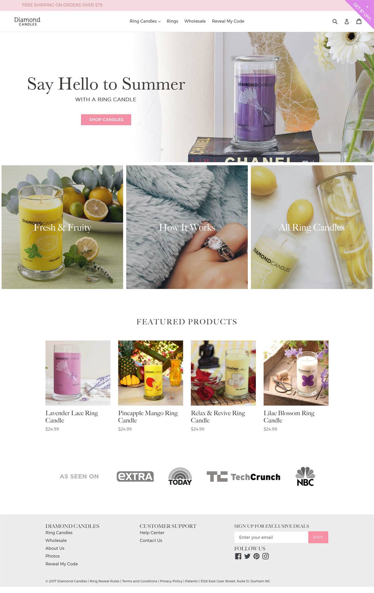 eCommerce website: Diamond Candles