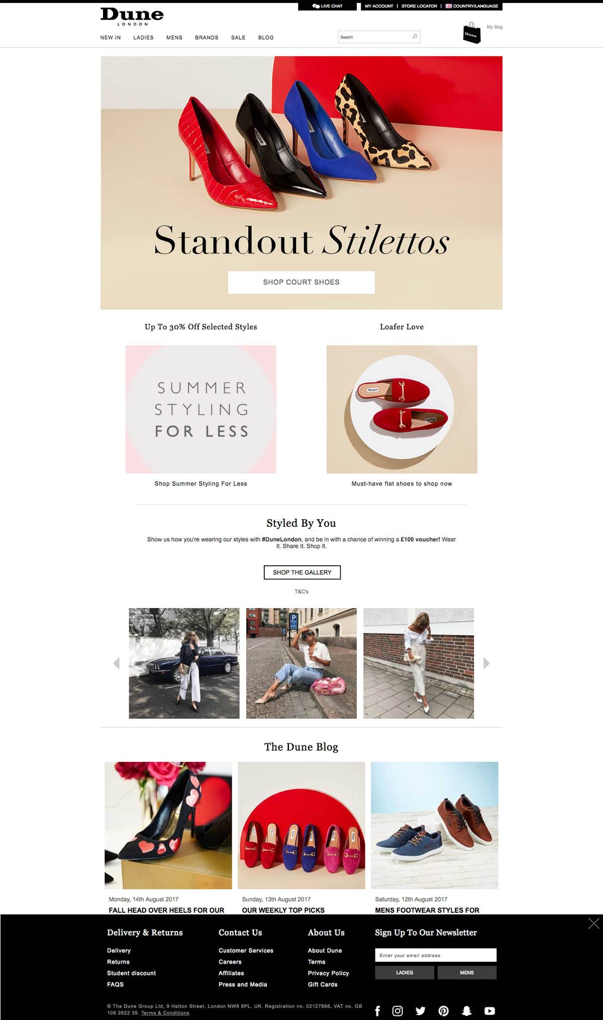 eCommerce website: Dune London