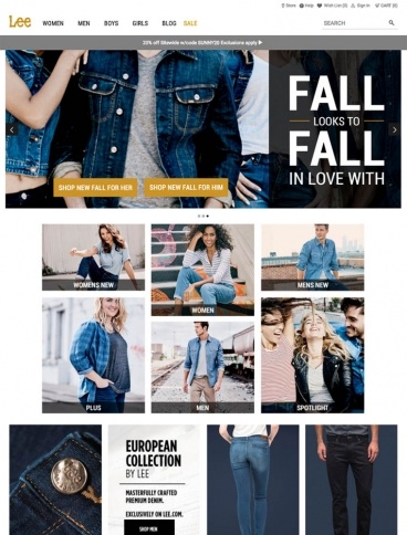 eCommerce website: Lee Jeans