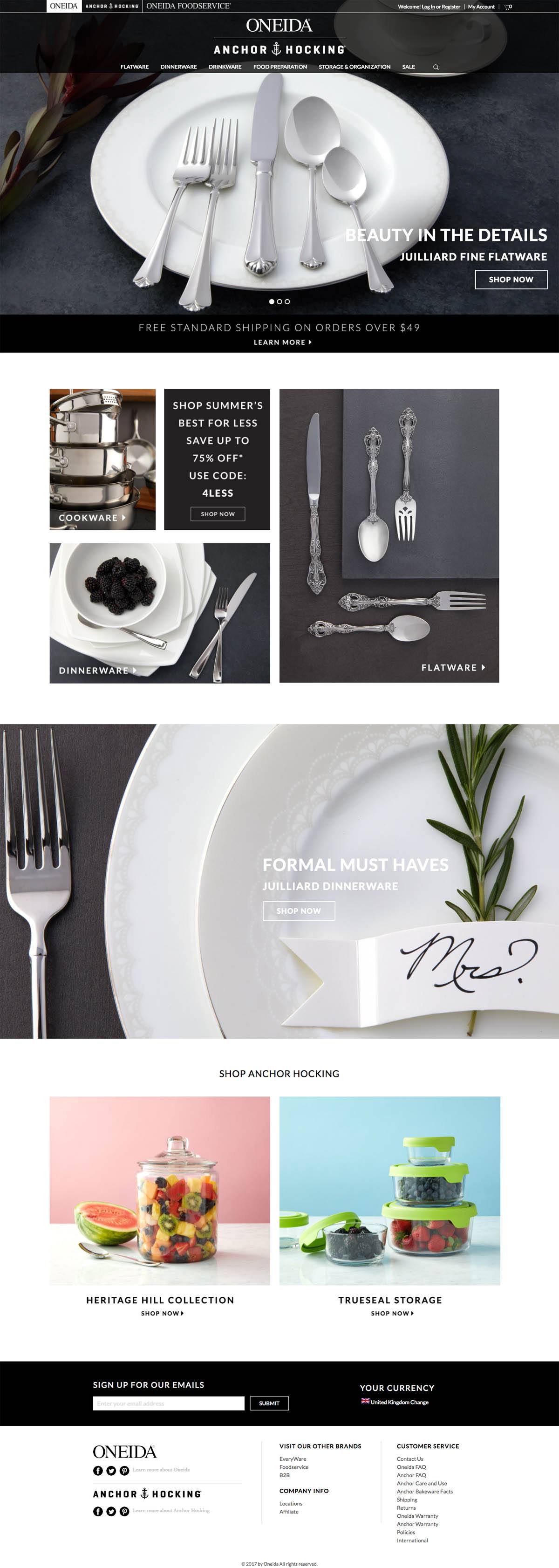 eCommerce website: Oneida Ltd.