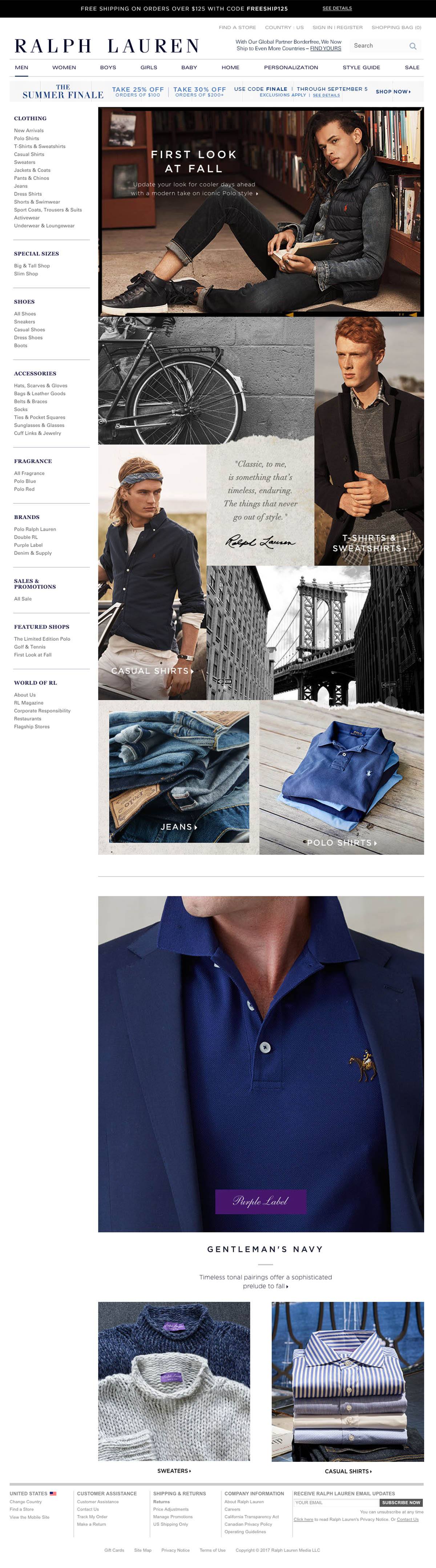 eCommerce website: Ralph Lauren