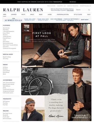eCommerce website: Ralph Lauren
