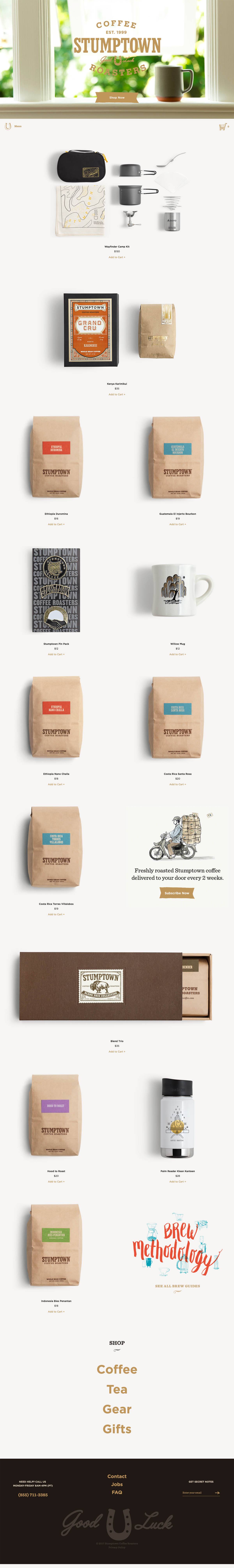eCommerce website: Stumptown Coffee Roasters