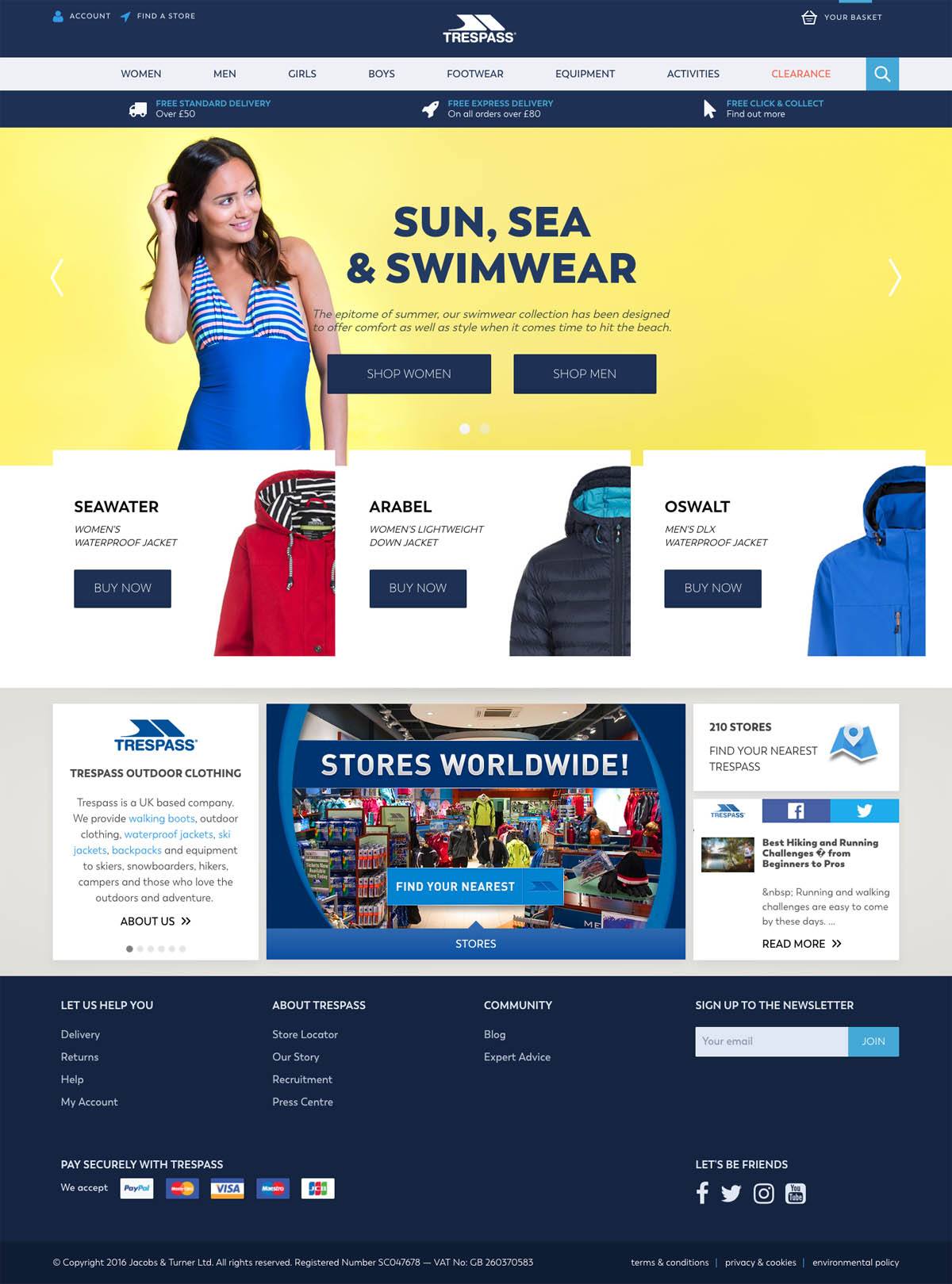 eCommerce website: Trespass
