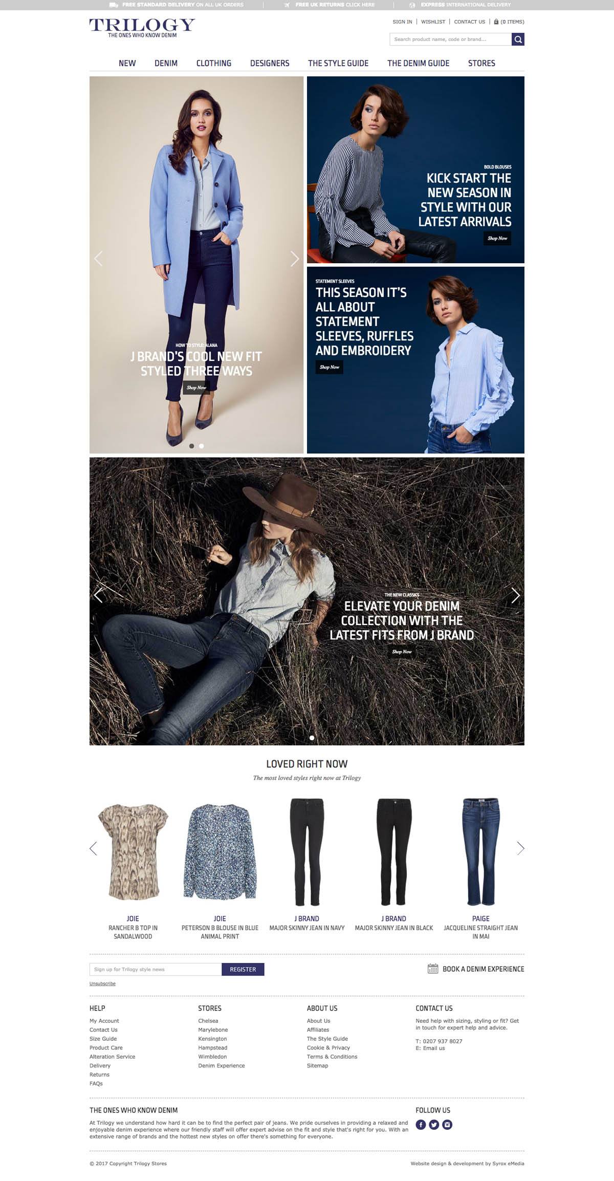 eCommerce website: Trilogy Stores