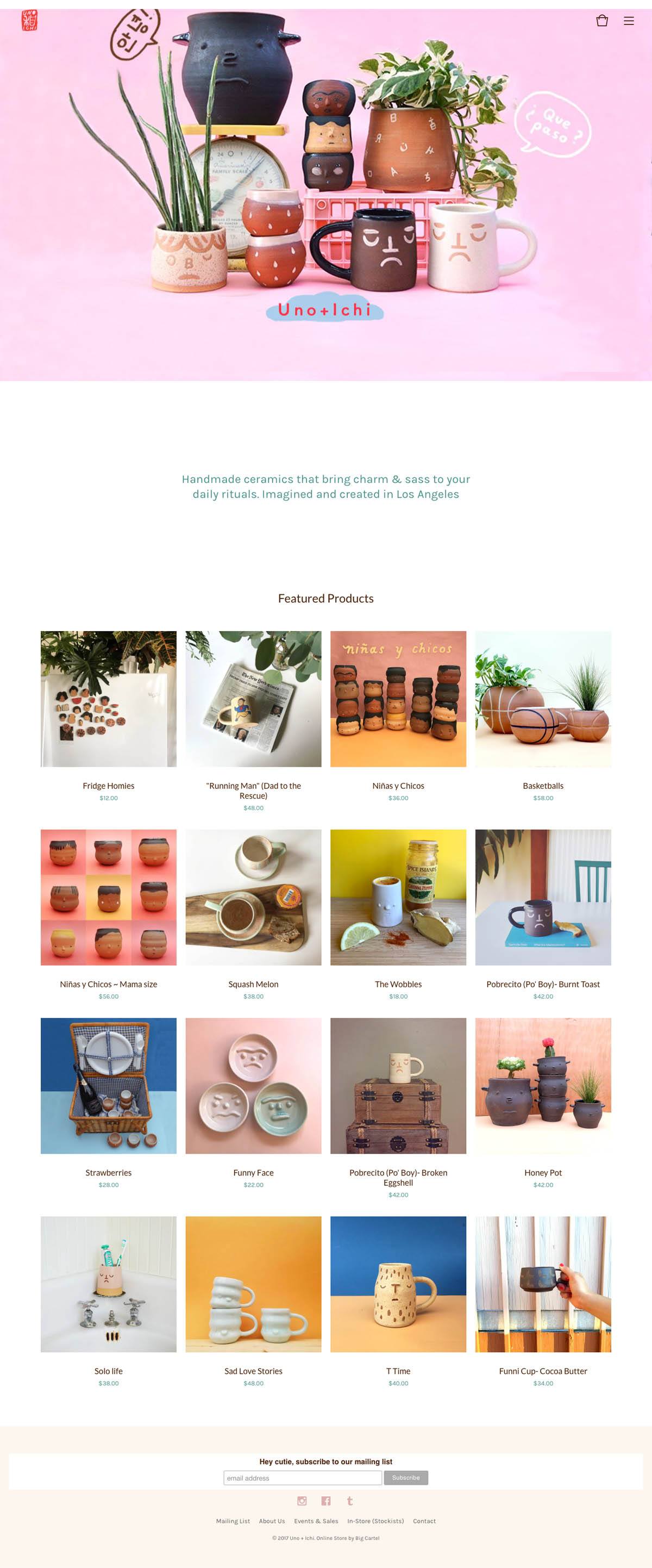 eCommerce website: Uno+Ichi