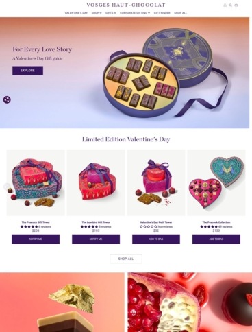 eCommerce website: Vosges Chocolate