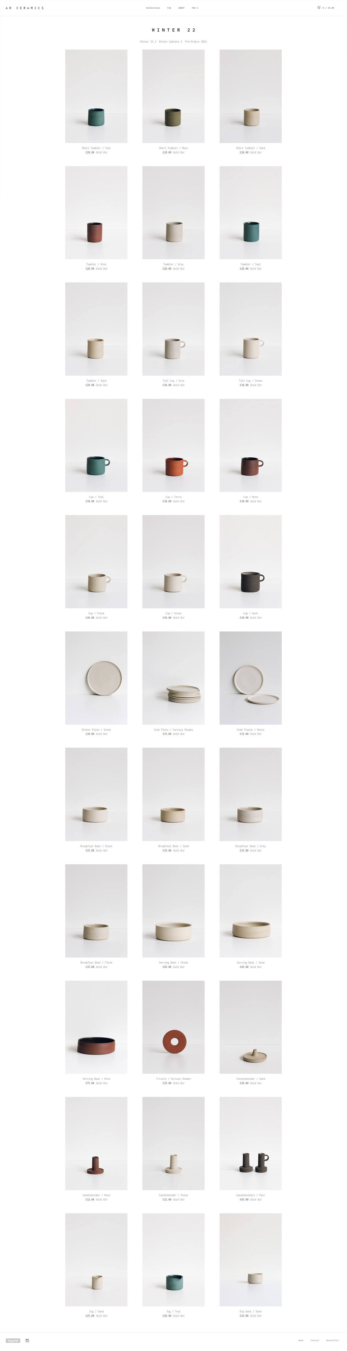 eCommerce website: AR ceramics