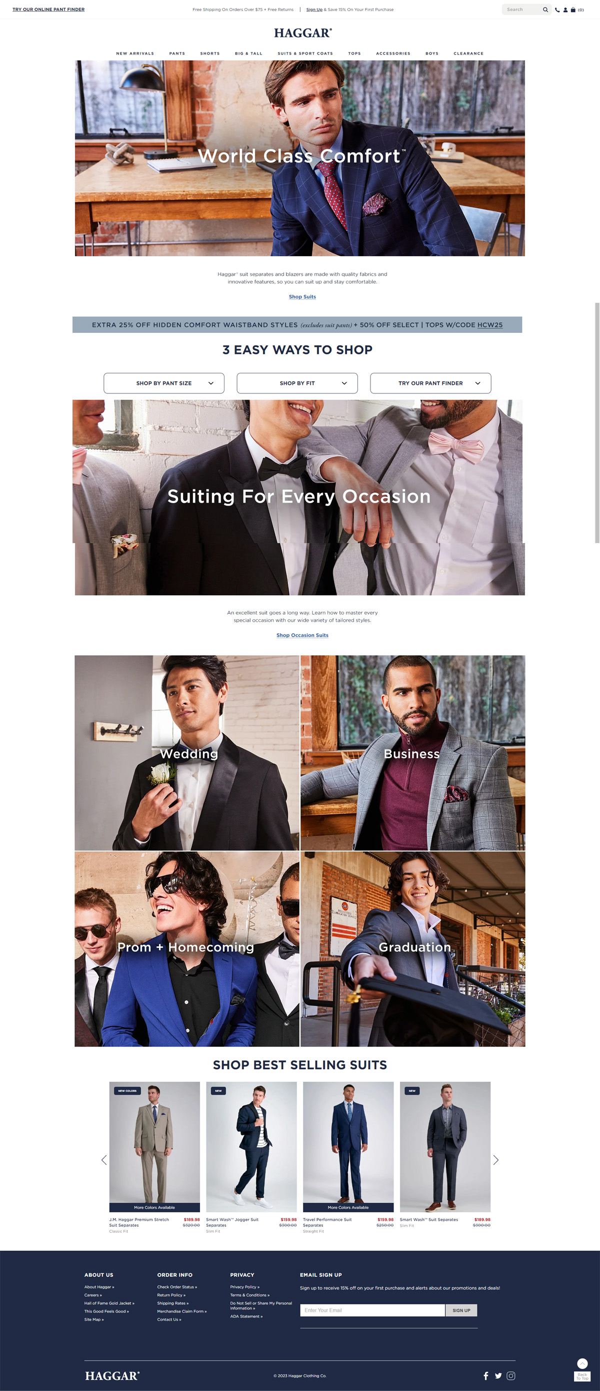 eCommerce website: Haggar Clothing