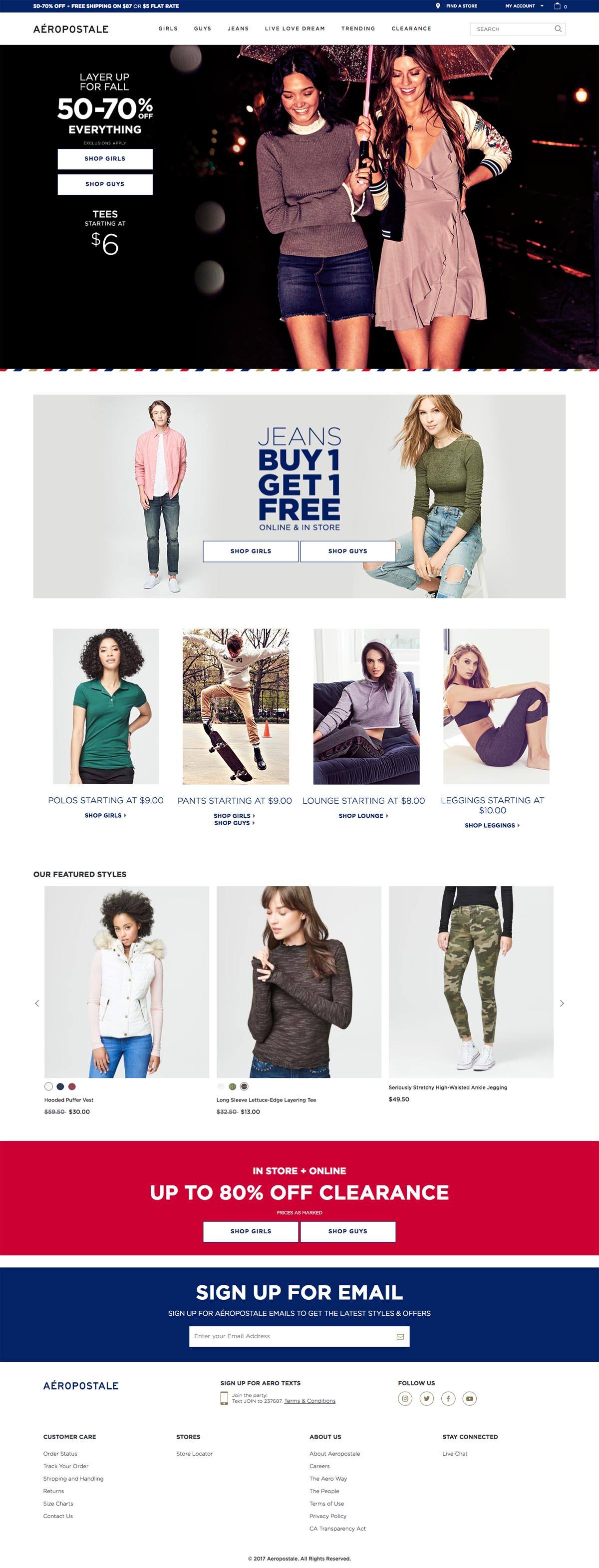 eCommerce website: Aeropostale