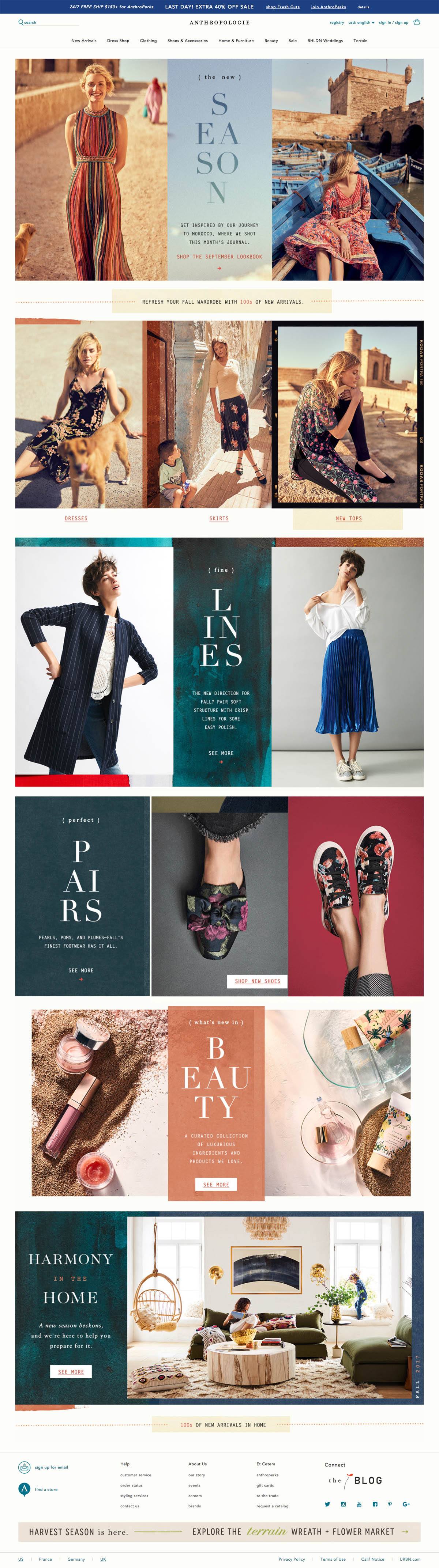 eCommerce website: Anthropologie