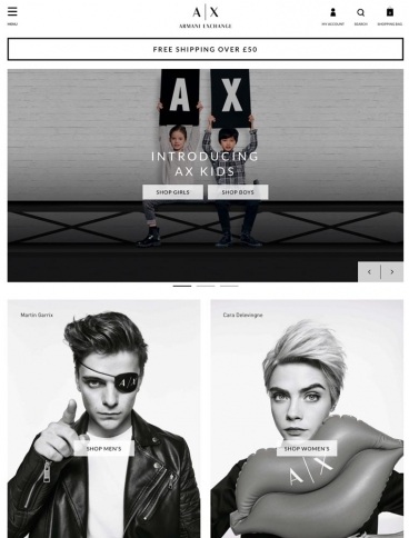 eCommerce website: Armani Exchange