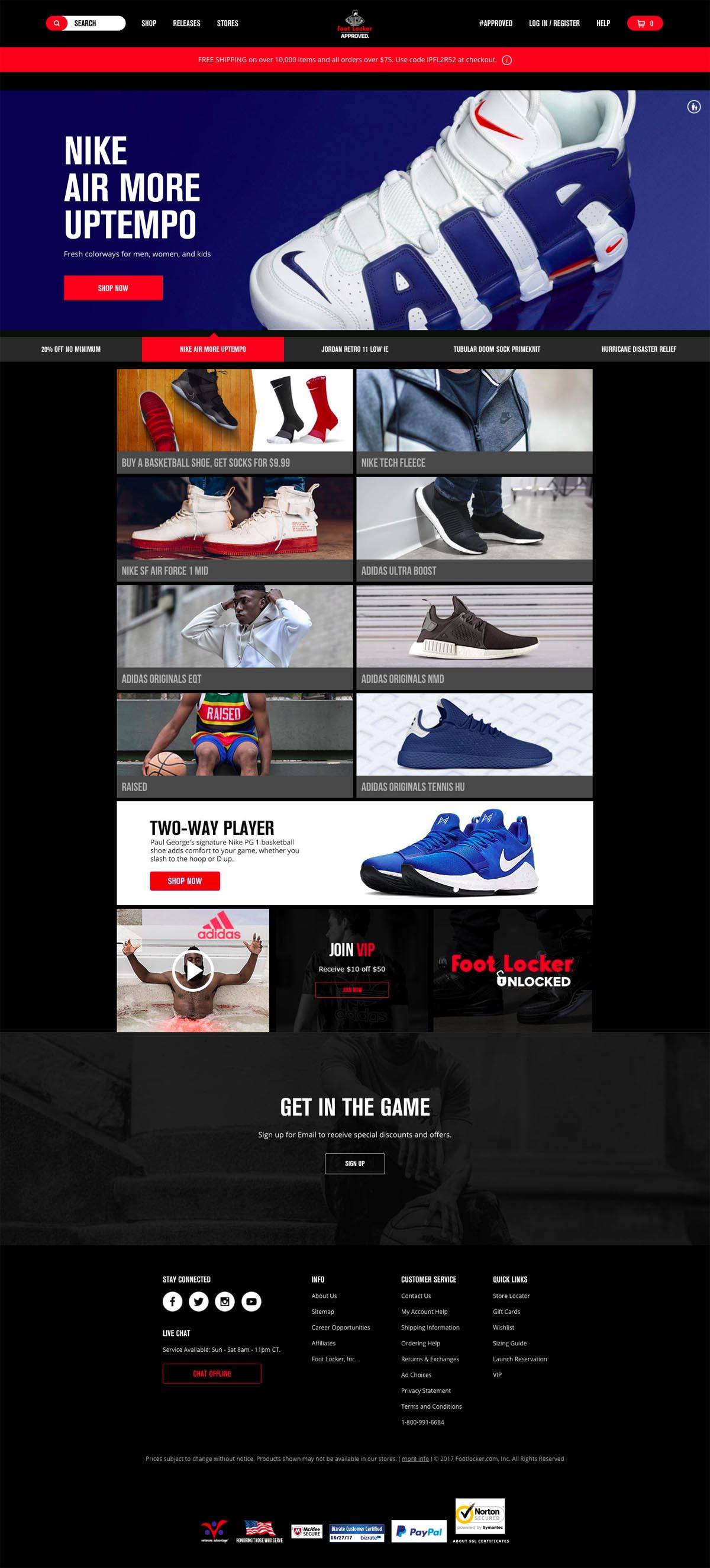 eCommerce website: Foot Locker