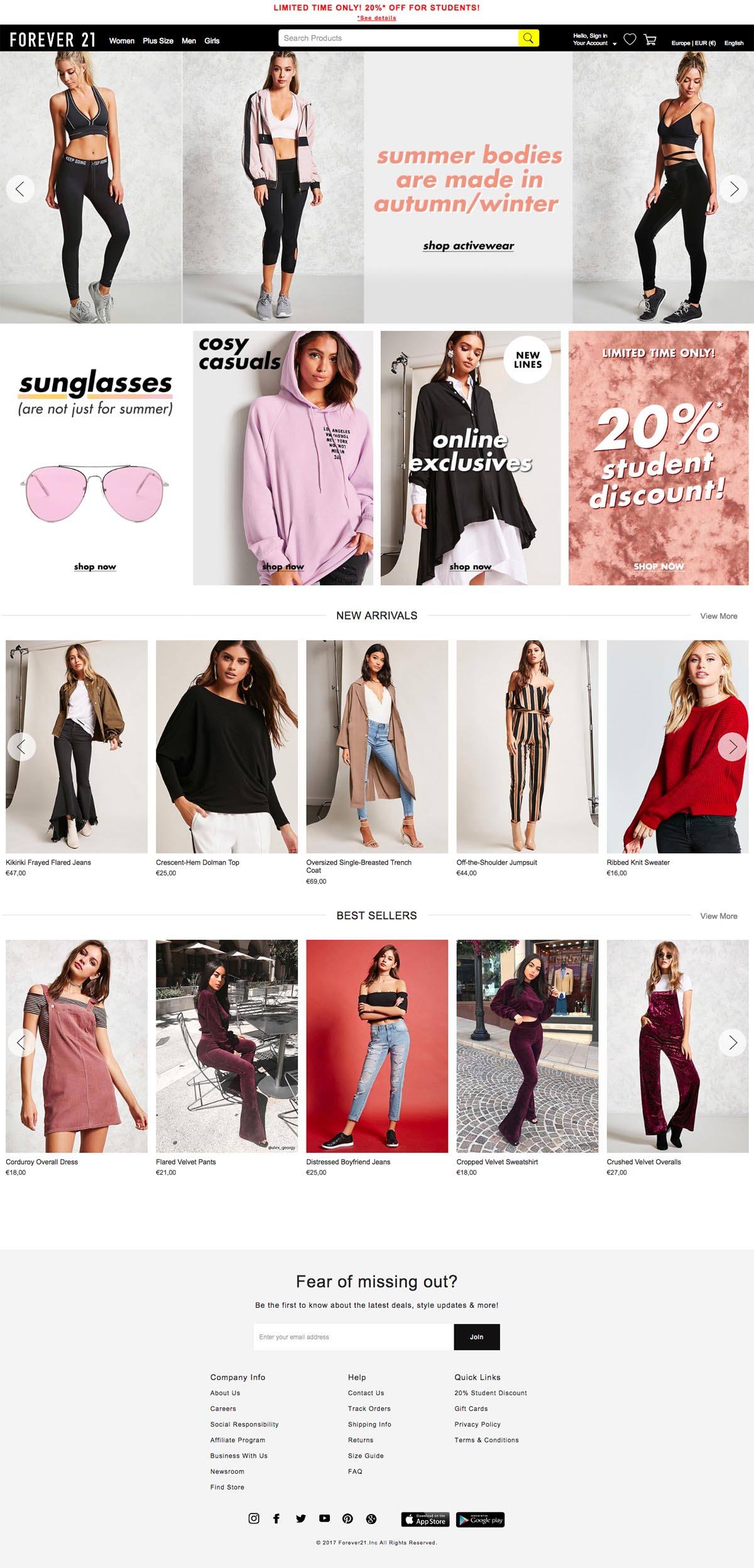 eCommerce website: Forever 21