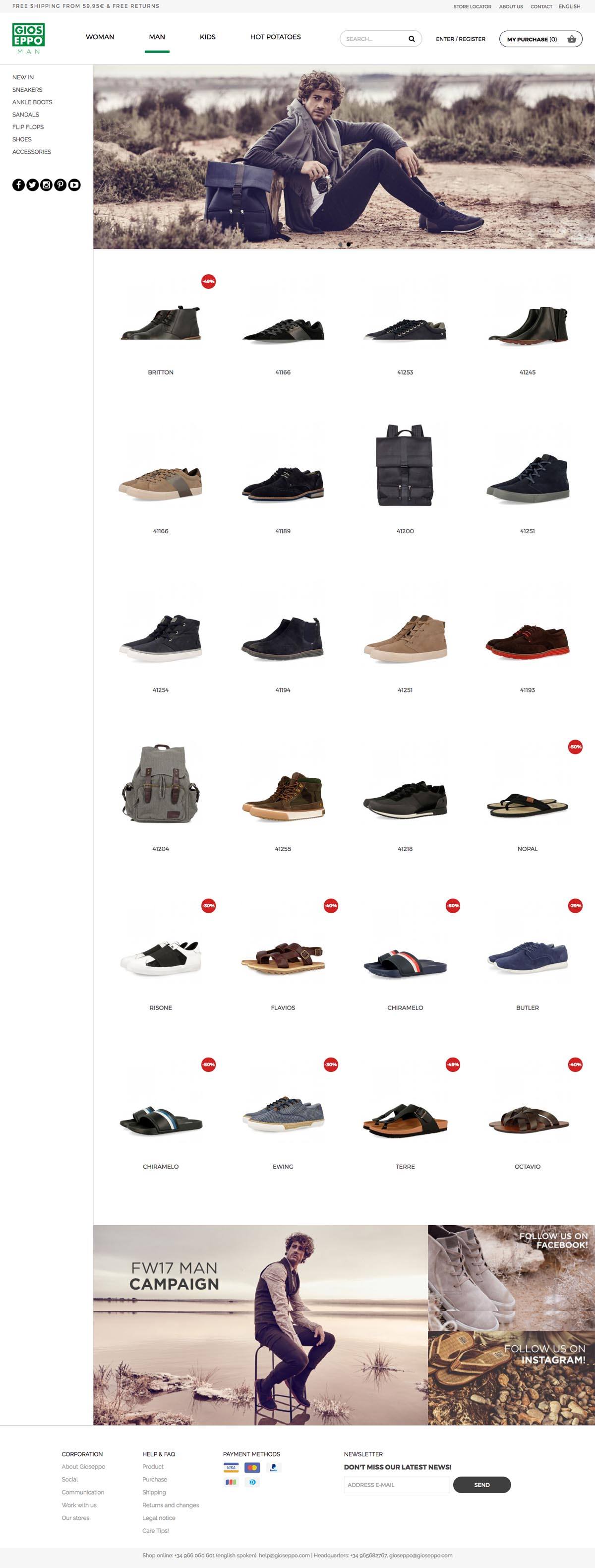 eCommerce website: Gioseppo