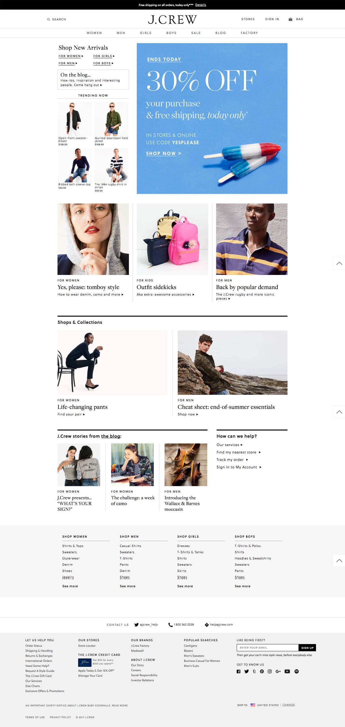 eCommerce website: J. Crew