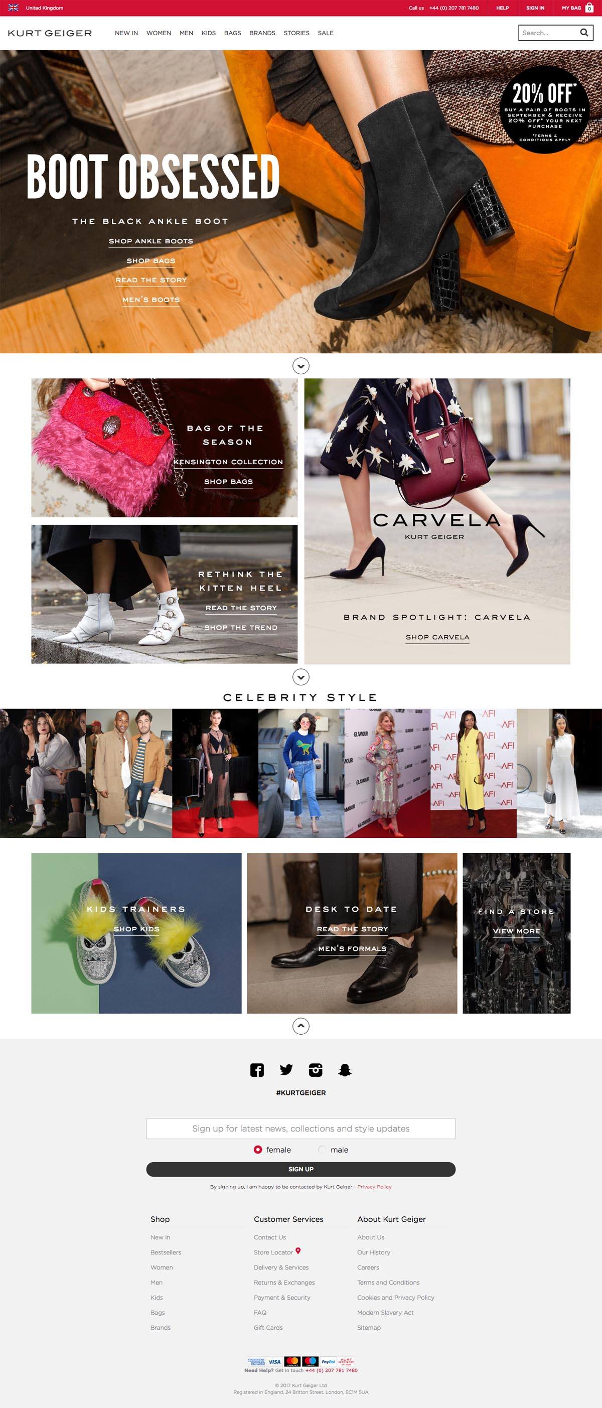 eCommerce website: Kurt Geiger