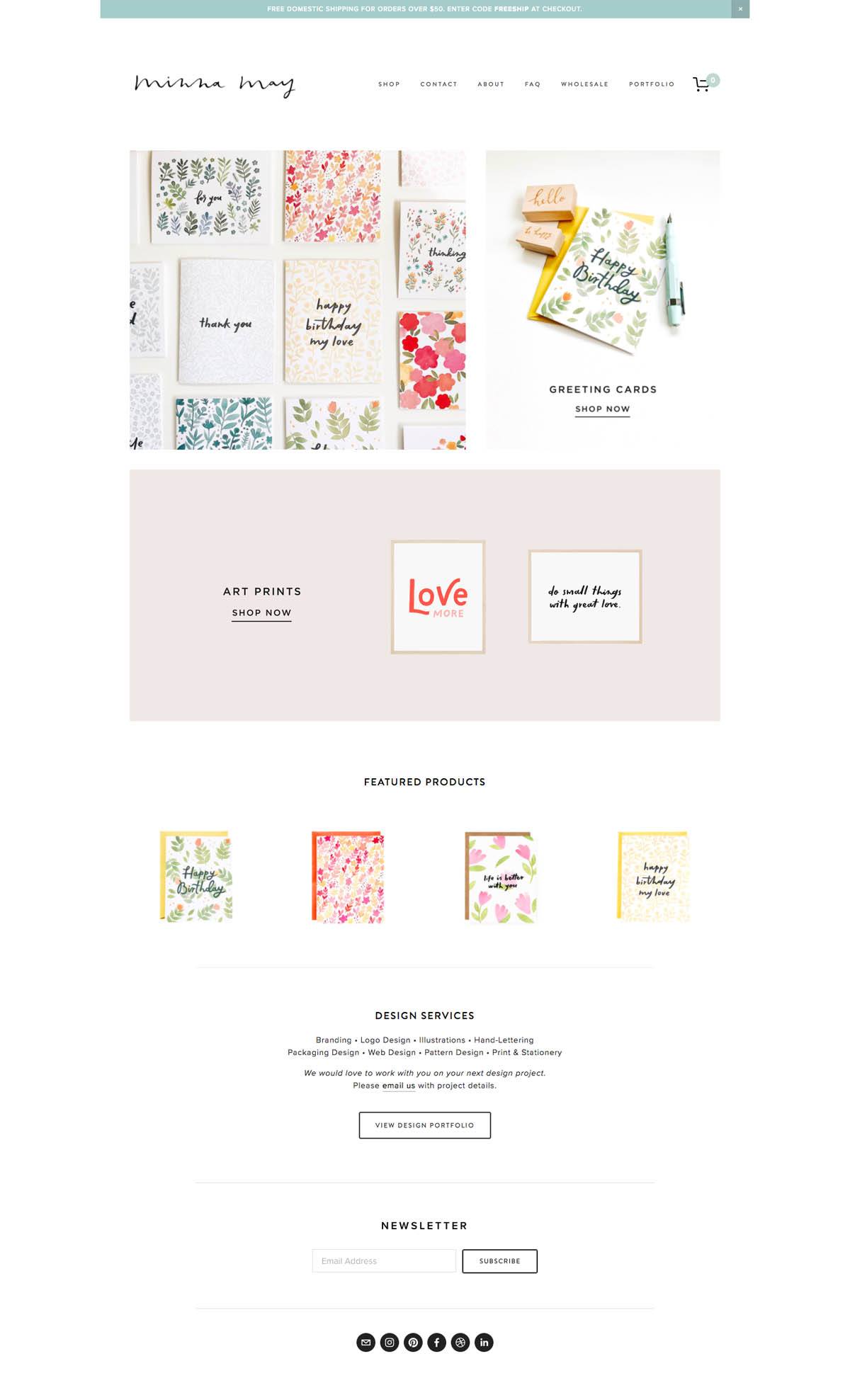 eCommerce website: Minna May Design
