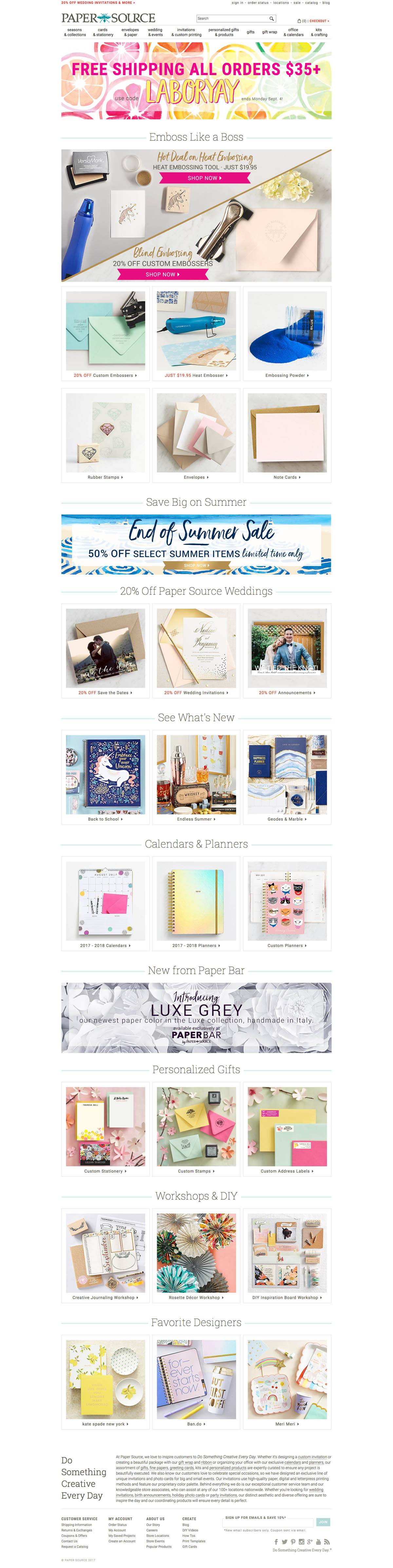 eCommerce website: Paper Source