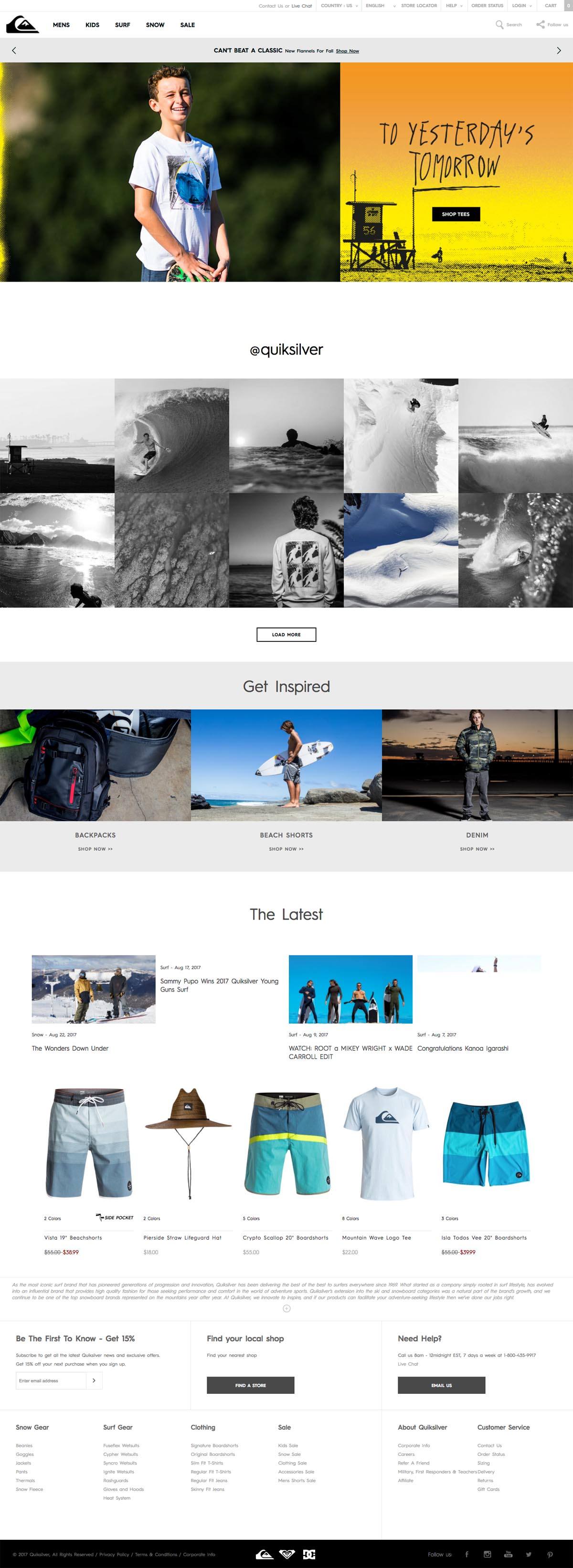 eCommerce website: Quiksilver