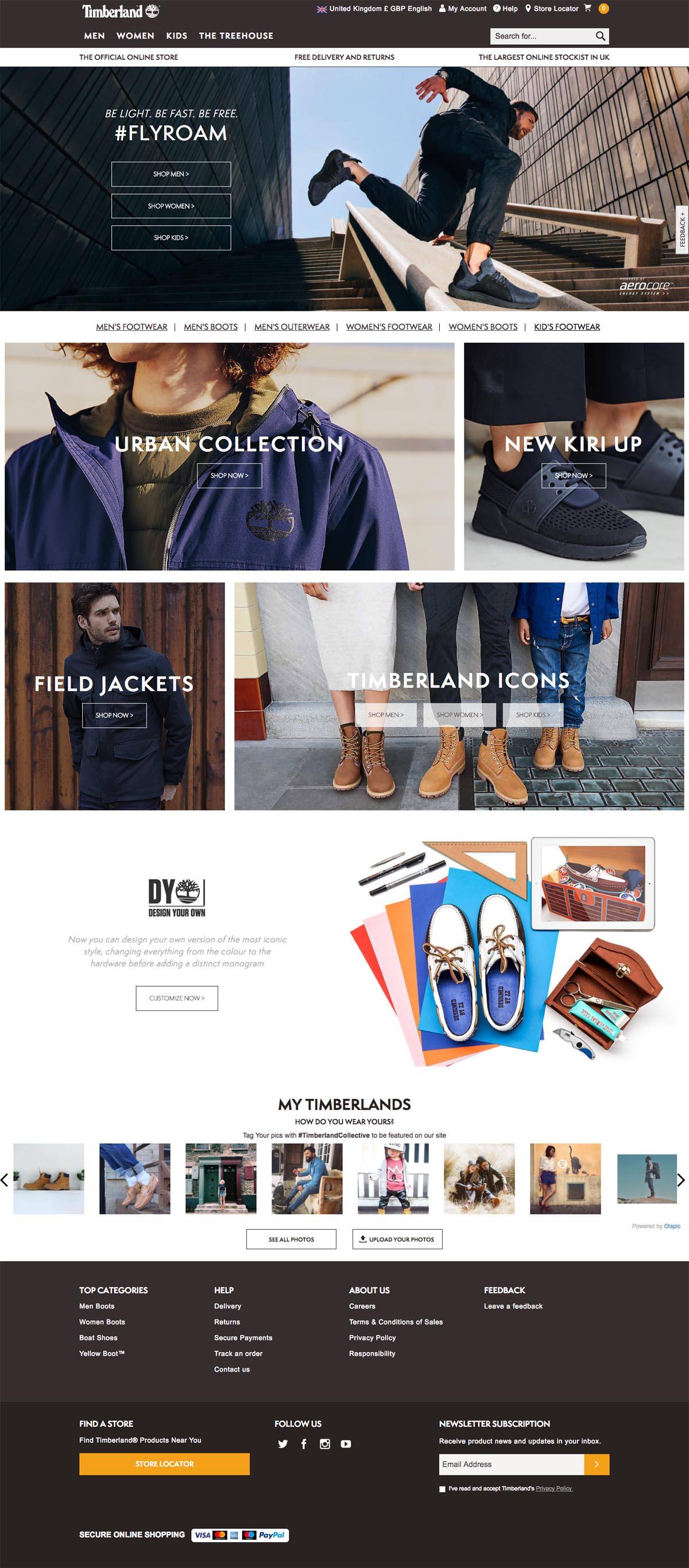 eCommerce website: Timberland