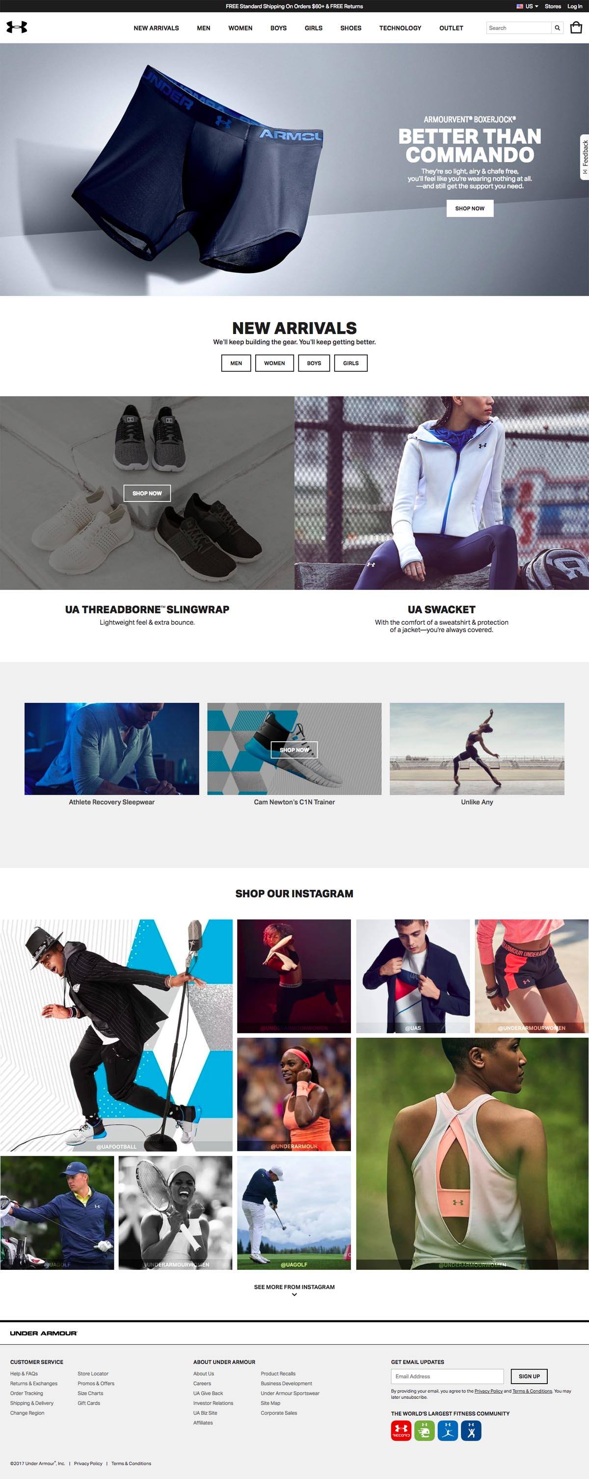 eCommerce website: Under Armour