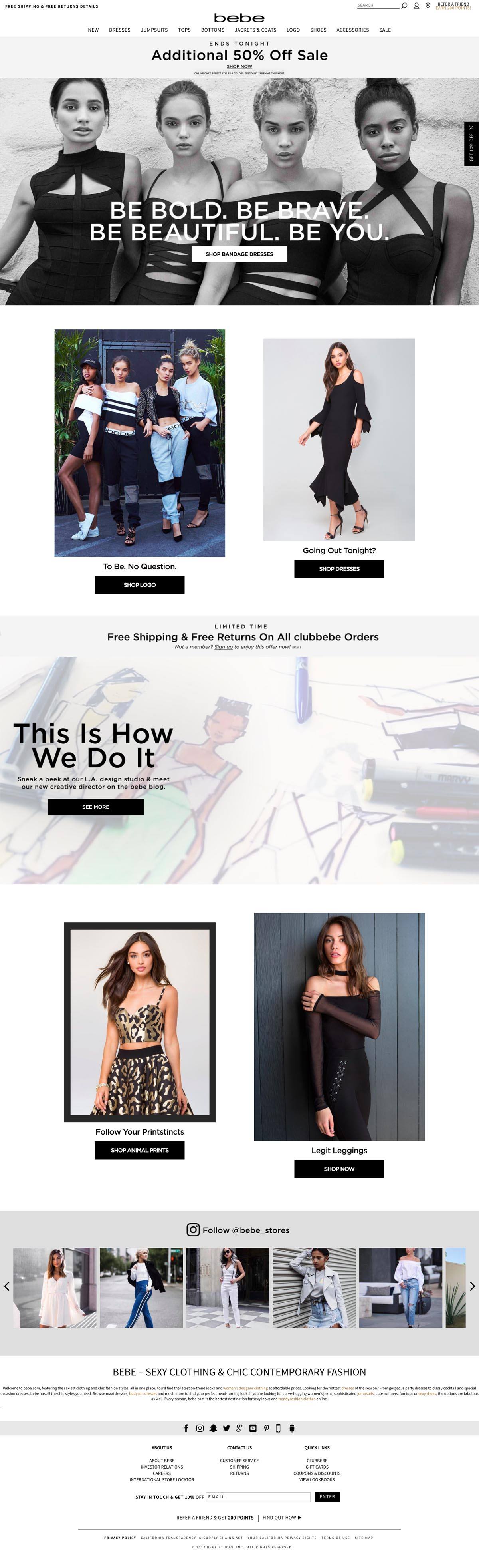 eCommerce website: bebe