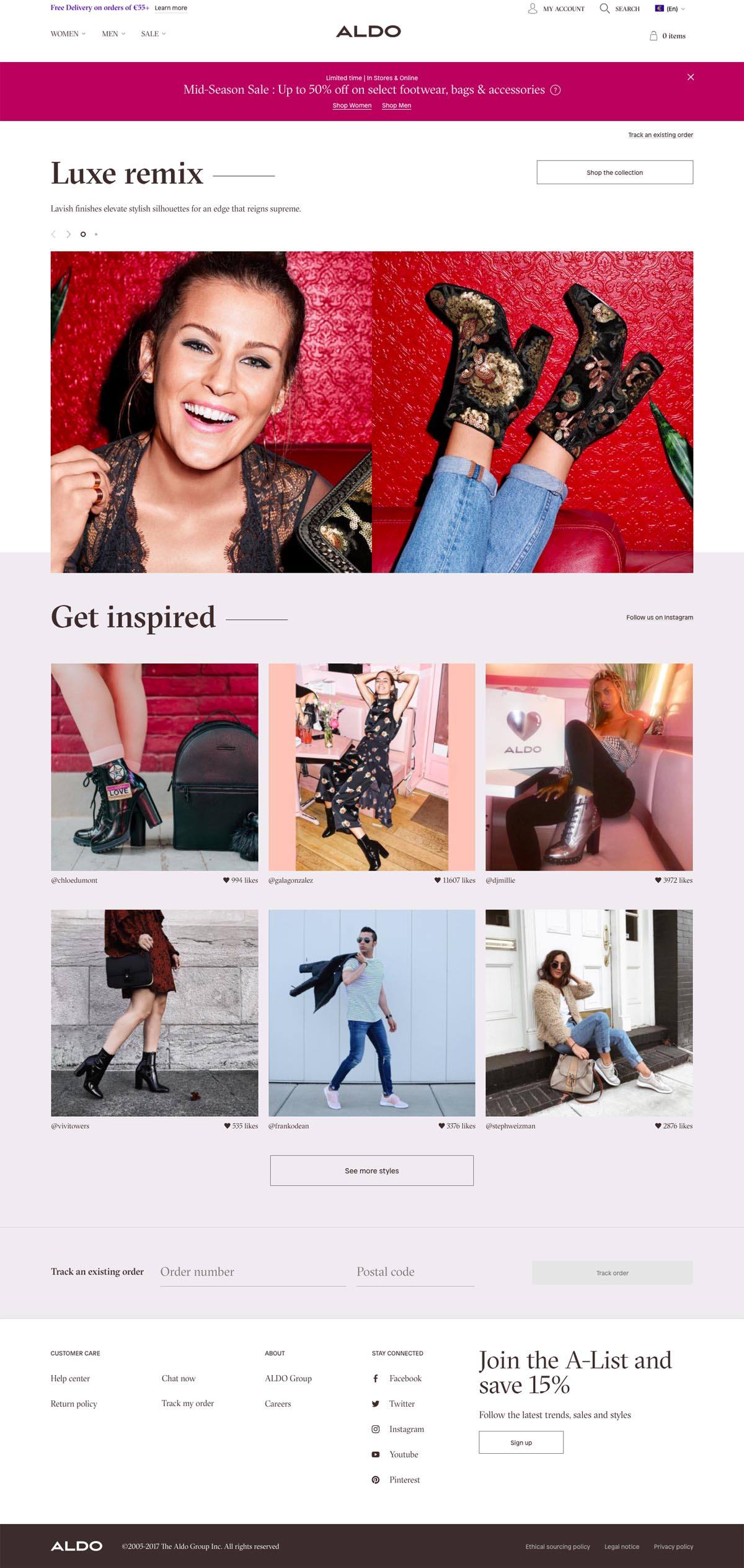 eCommerce website: ALDO Shoes