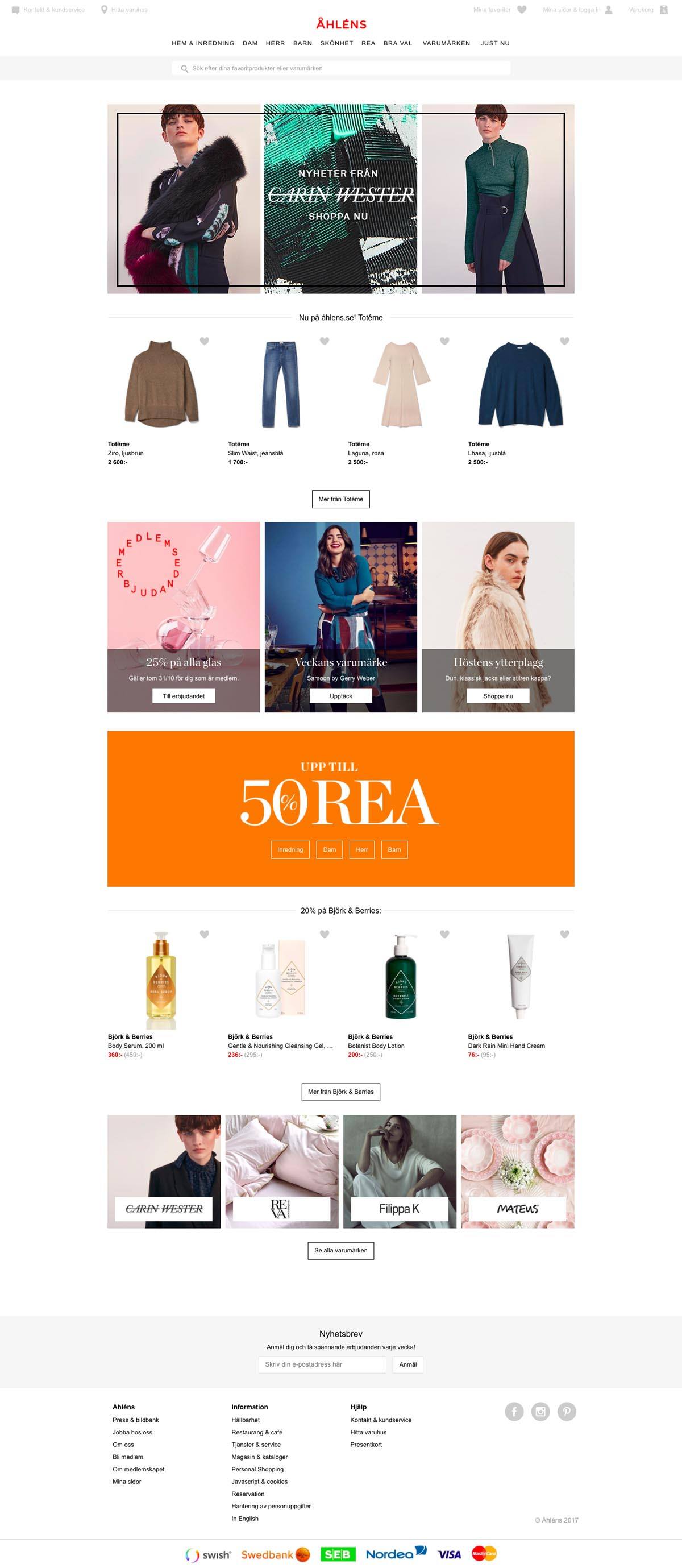 eCommerce website: Ahlens