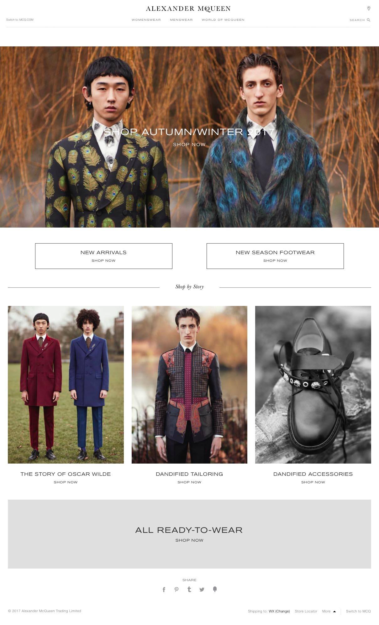 eCommerce website: Alexander McQueen